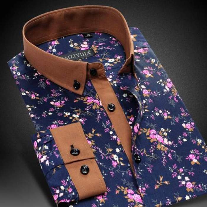 Floral print dress shirt mens