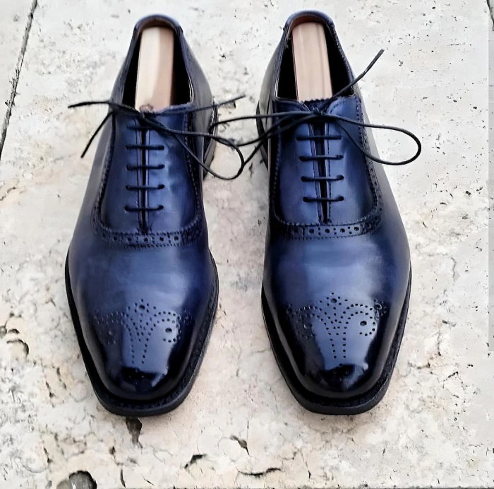 Navy blue men dress shoes