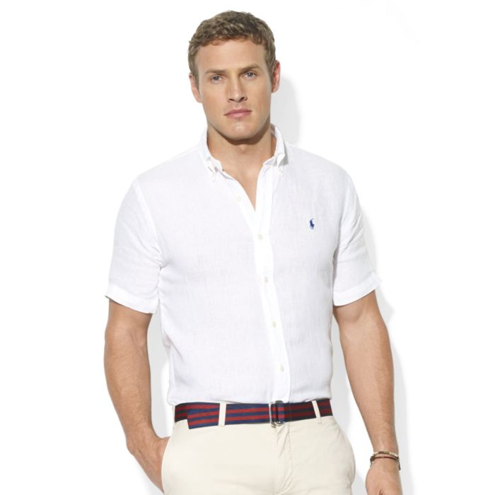 White short sleeve dress shirt for men